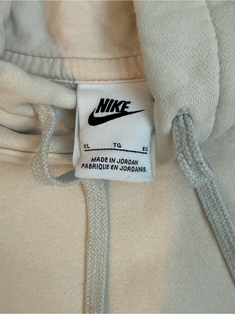 Nike Men's Beige Cream Hoodie with Small White Swoosh - Picture 3 of 3